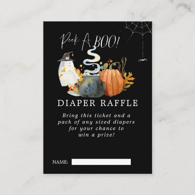 Little Ghost Baby Shower Diaper Raffle Biljett Tilläggskort (Framsida)