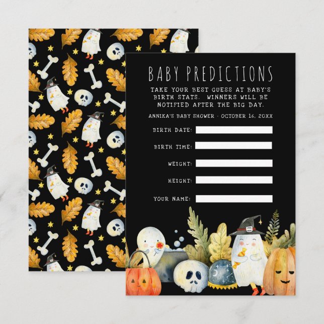 Little Ghost | Halloween Baby Shower Guessing Game Inbjudningar (Fram/baksida)