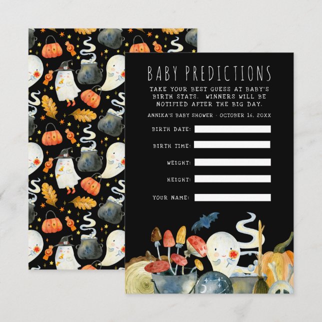 Little Ghost | Halloween Baby Shower Guessing Game Inbjudningar (Fram/baksida)