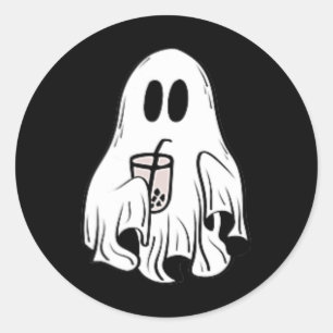 Little Ghost Ice Coffee Roligt Happy halloween Runt Klistermärke
