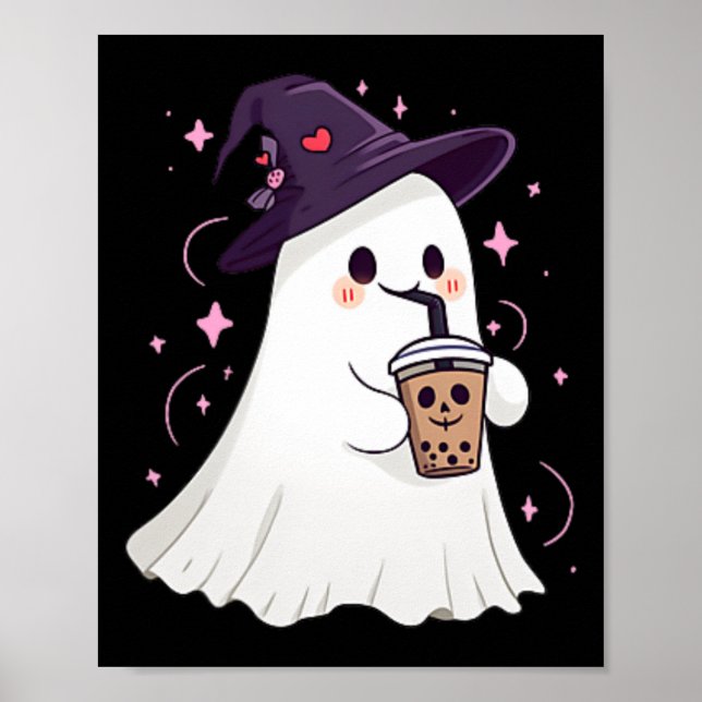 Little Ghost Ice Coffee Spooky Season Cute Ghost H Poster (Framsidan)