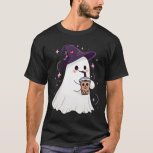 Little Ghost Ice Coffee Spooky Season Cute Ghost H T Shirt