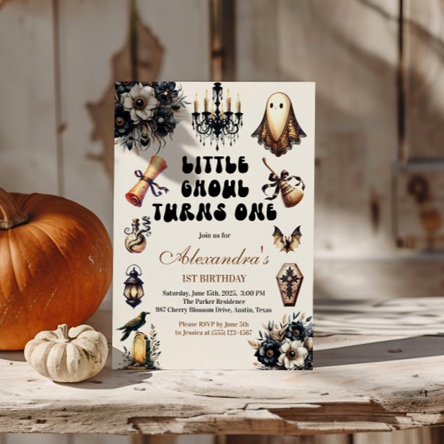 Little Ghoul First Birthday Inbjudningar (Skapare uppladdad)