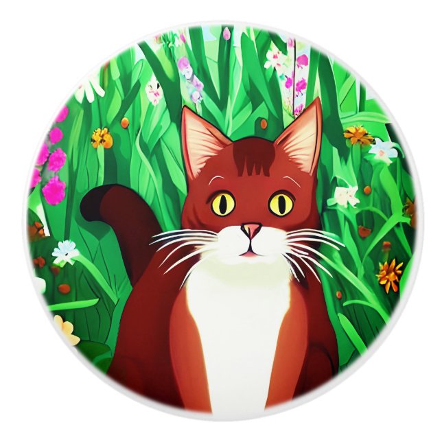 Little Ginger Brown Kattunge i Fält i Flowers Knopp (Framsidan)