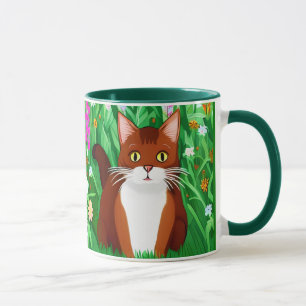 Little Ginger Brown Kattunge i Fält i Flowers Mugg