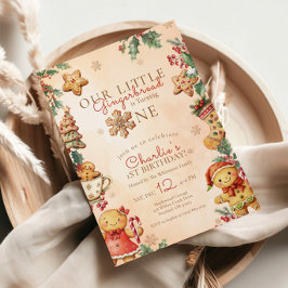 Little Gingerbread 1st Birthday Christmas Inbjudningar