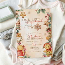 Little Gingerbread 2nd Birthday Christmas Inbjudningar