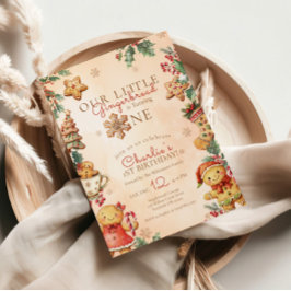 Little Gingerbread Christmas 1st Birthday Inbjudningar