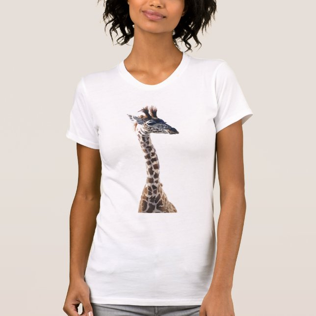 "Little Giraffe" Djurens vattenfärg Tee Shirt (Framsida)