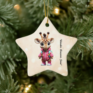 "Little Giraffe Explorer" Julgransprydnad Keramik