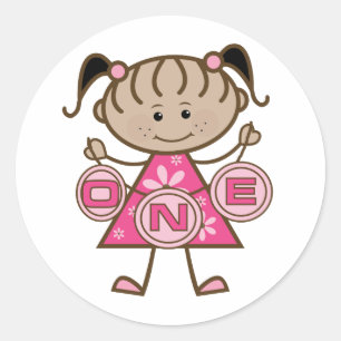 Little Girl 1st Birthday T-shirts and Gifts Runt Klistermärke