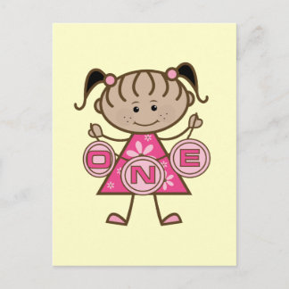 Little Girl 1st Birthday T-shirts and Gifts Vykort