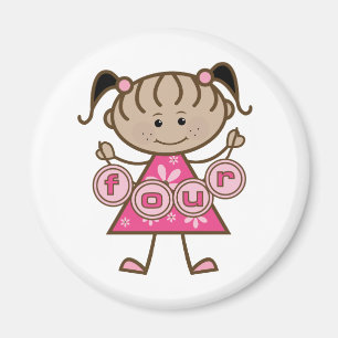 Little Girl 4e födelsedagen Tshirts och Gifts Magnet