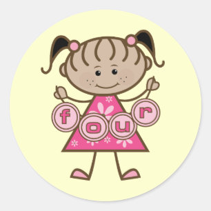 Little Girl 4e födelsedagen Tshirts och Gifts Runt Klistermärke