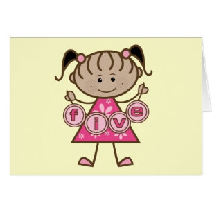 Little Girl 5th Birthday Tshirts and Gifts Hälsningskort
