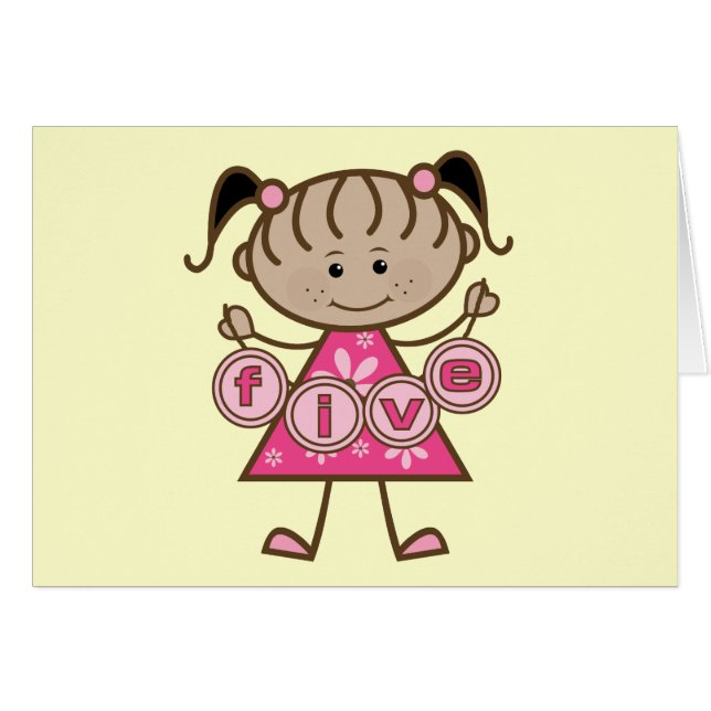 Little Girl 5th Birthday Tshirts and Gifts Hälsningskort (Framsidan Horizontal)
