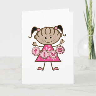 Little Girl 5th Birthday Tshirts and Gifts Kort