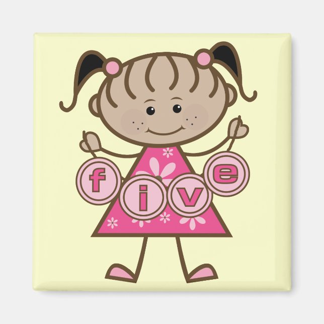 Little Girl 5th Birthday Tshirts and Gifts Magnet (Framsidan)