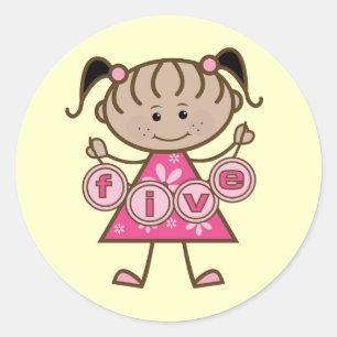 Little Girl 5th Birthday Tshirts and Gifts Runt Klistermärke