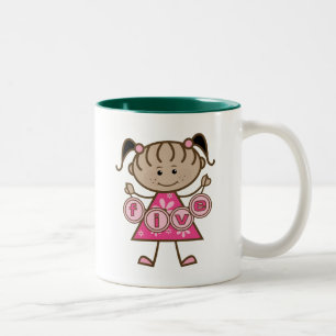 Little Girl 5th Birthday Tshirts and Gifts Två-Tonad Mugg