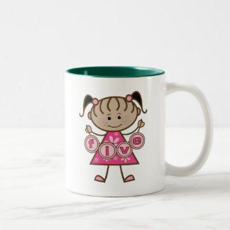 Little Girl 5th Birthday Tshirts and Gifts Två-Tonad Mugg