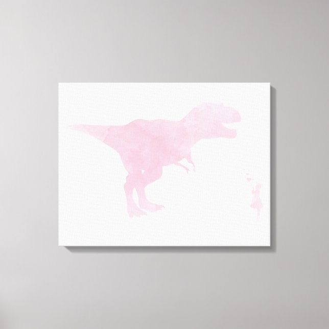 Little Girl and Dinosaur Canvas - Girls TRex Art (Framsida)