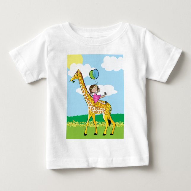 Little Girl and Giraffe T Shirt (Framsida)