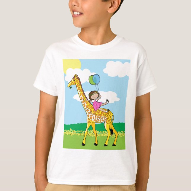Little Girl and Giraffe Tee Shirt (Framsida)