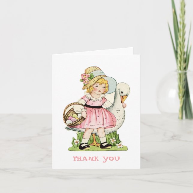 Little Girl and Goose Tackkort Card (Framsida)