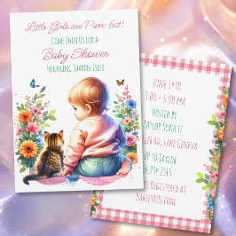 Little Girl and Kitten | Barnskötare för vattenfär Inbjudningar
