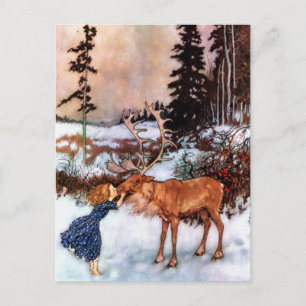 Little Girl and Moose Vykort