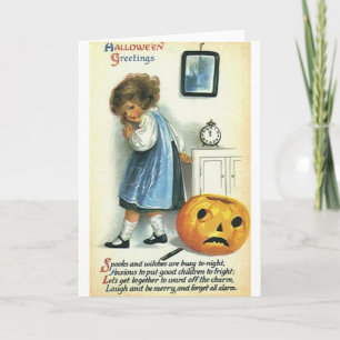 Little Girl and Pumpkin Kort