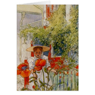 Little Girl and Red Poppies Hälsningskort