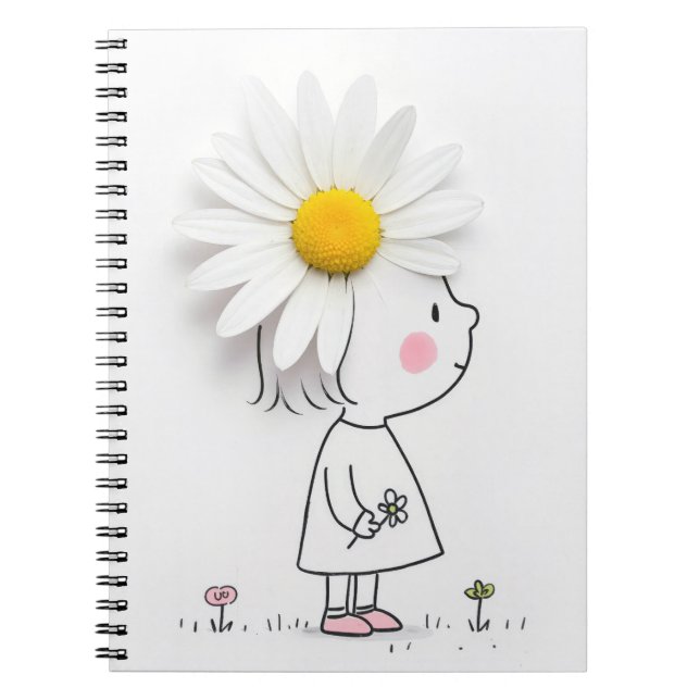Little Girl and White Daisy på hennes huvud Anteckningsbok (Framsidan)