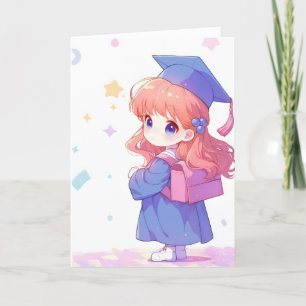 Little Girl Anime School Studenten Helgkort