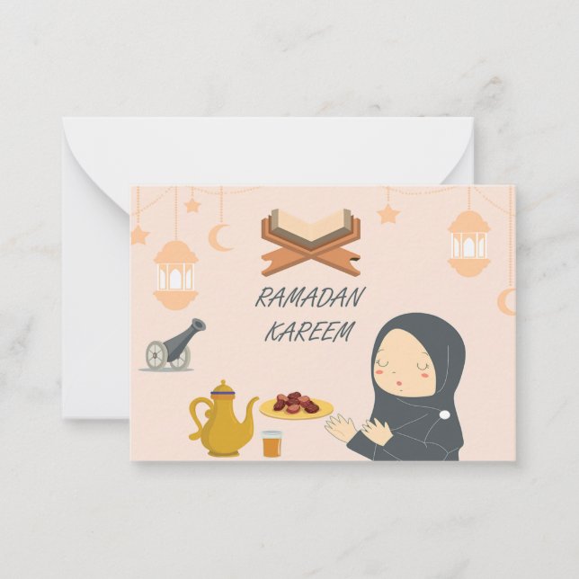 Little Girl är Pray Ramadan Greeting Cards Anteckningskort (Framsida)