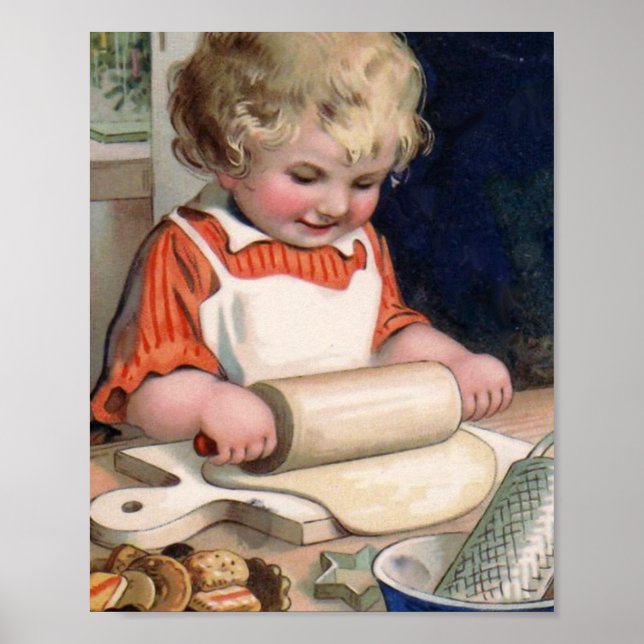 Little Girl Baking Cookies Poster (Framsidan)