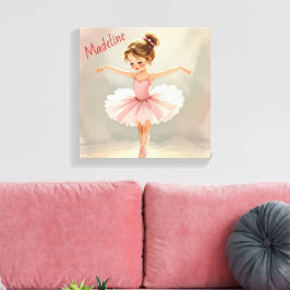 Little Girl Ballerina in Pink Tutu Personalized Canvastryck