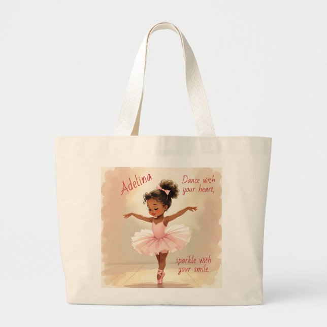 Little Girl Ballerina in Pink Tutu Personalized Jumbo Tygkasse (Framsidan)