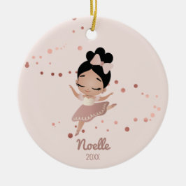 Little Girl Ballerina med Bow, Ro Guld Julgransprydnad Keramik