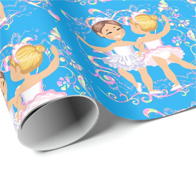 Little Girl Ballet Dancers Presentpapper (Rullad Hörn)