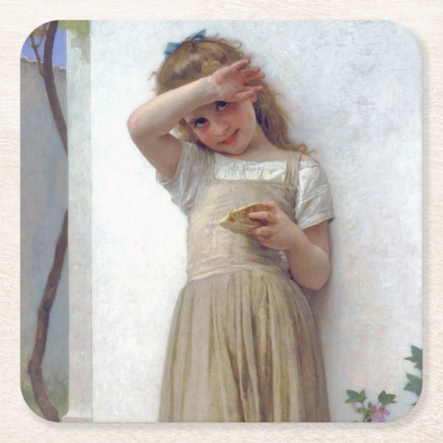 Little Girl, Bouguereau Underlägg Papper Kvadrat (Framsidan)