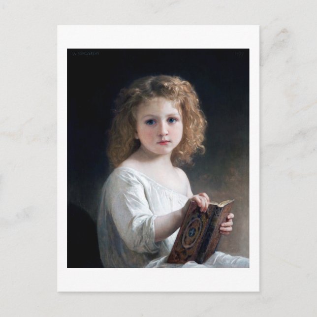 Little Girl, Bouguereau Vykort (Framsida)