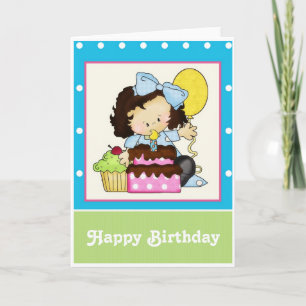 Little Girl Cake Customique Grattis på födelsedage Kort
