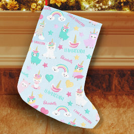 Little Girl Cute Llamacorn Pastel Mönster Liten Julstrumpa