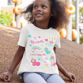 Little Girl Cute Llamacorn Pastel Mönster T Shirt