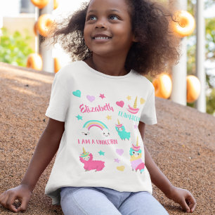 Little Girl Cute Llamacorn Pastel Mönster T Shirt