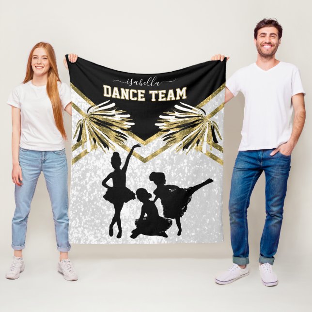 Little Girl Dance Team Black, White och Guld Fleecefilt (På plats)