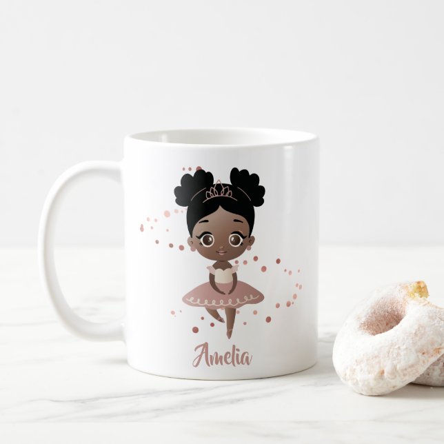 Little Girl Dancing Ballerina Princess, Ro Guld Kaffemugg (Med munk)