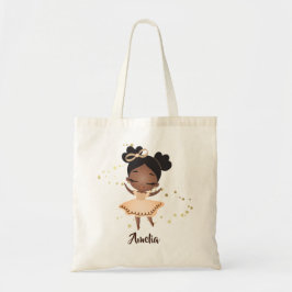 Little Girl Dancing Ballerina w/Bow, Guld Sparkles Tygkasse